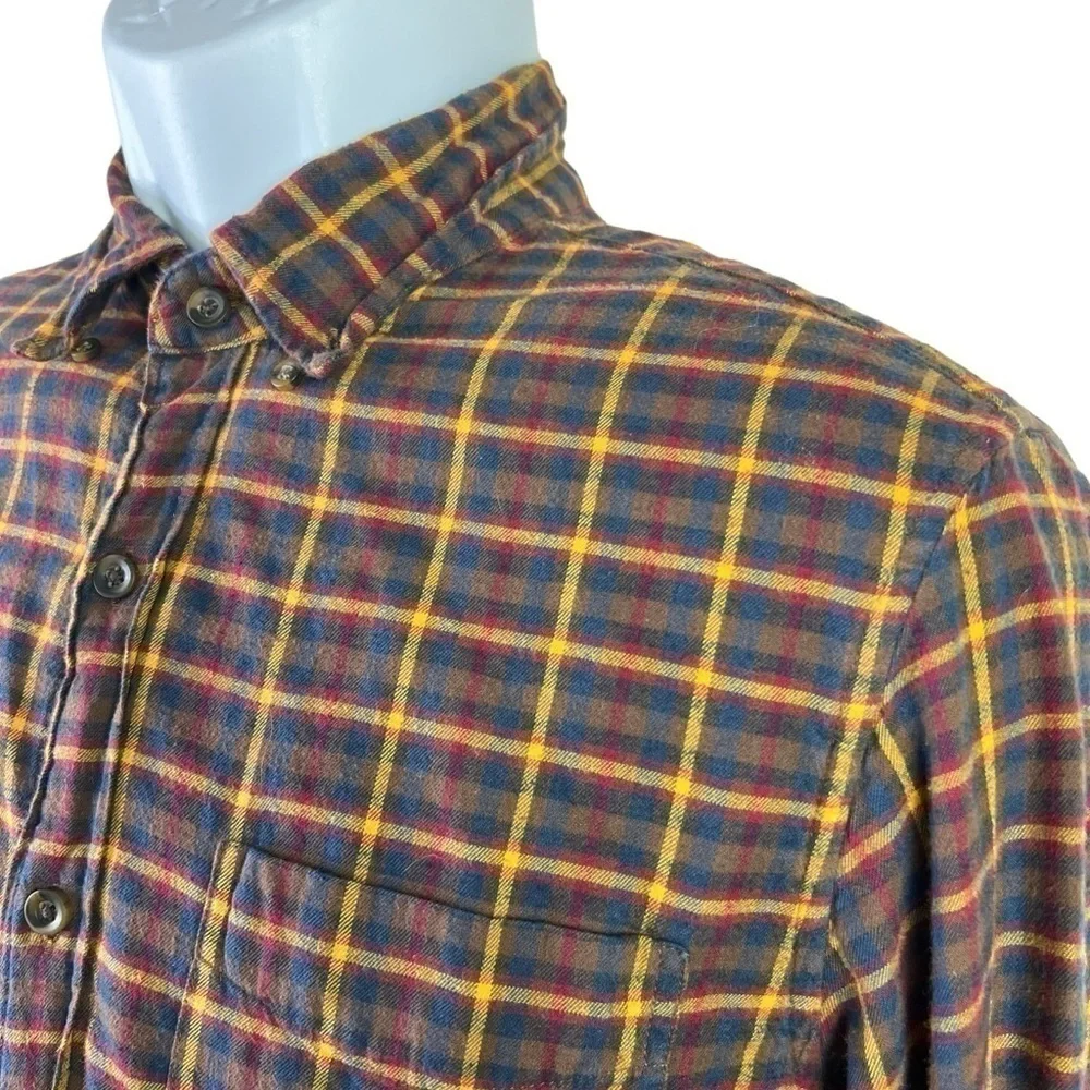 J.Crew Men’s Casual Shirt Button Down Plaid Brown Size S